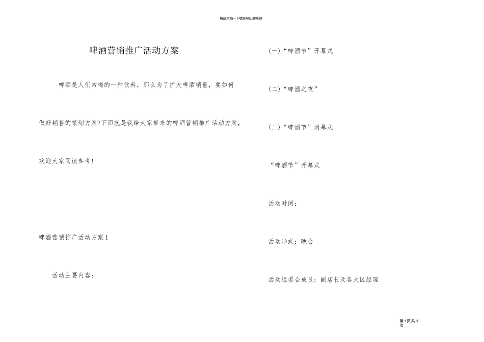 啤酒营销推广活动方案_第1页