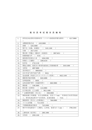 2025年报关员考试报关员编码