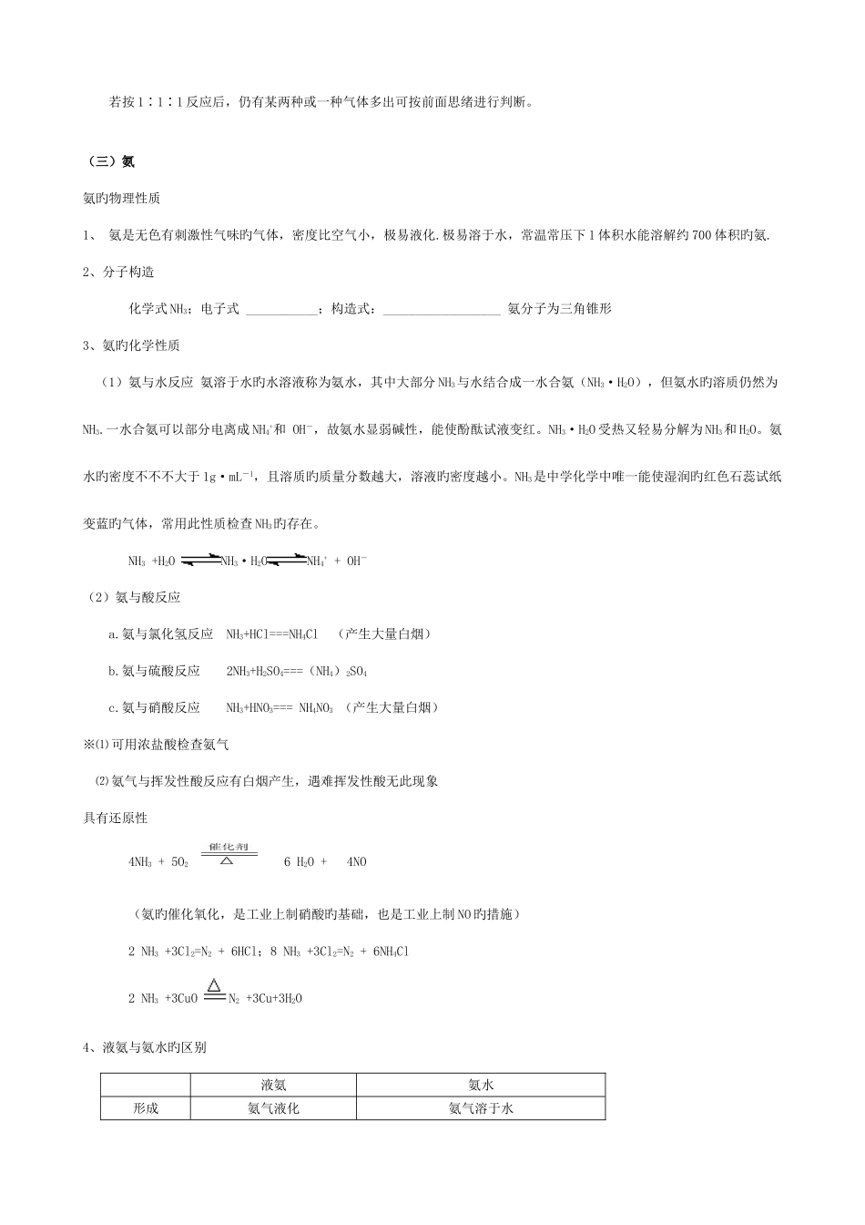 2025年氮及氮的化合物知识点详解加强化训练_第3页