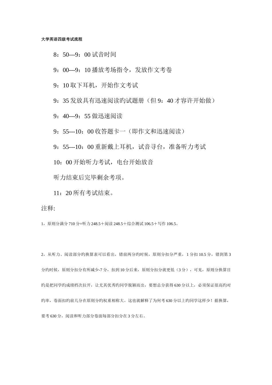 2025年大学英语四级考试流程_第1页