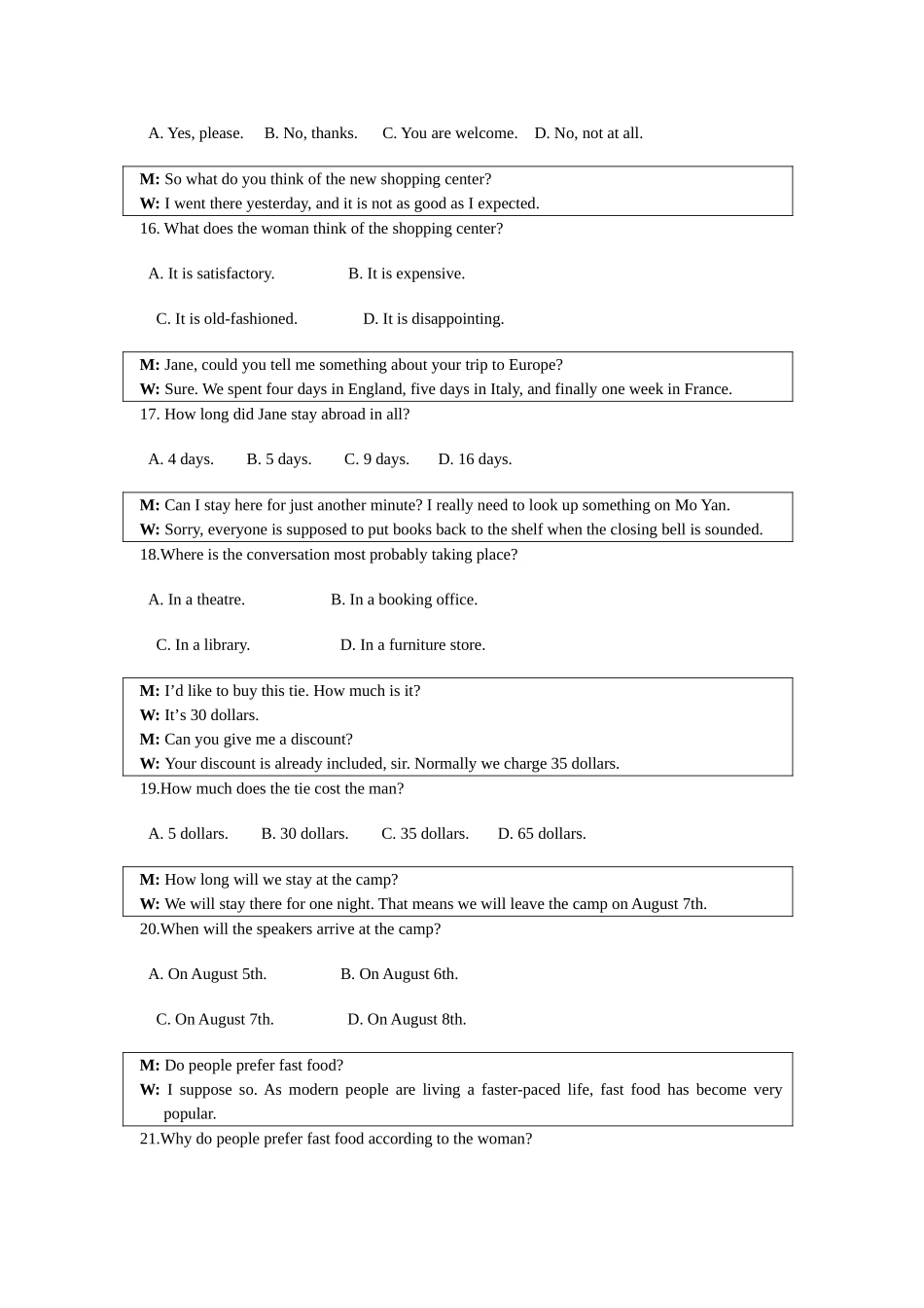 2025年江苏省普通高校对口单招文化统考英语试卷缺作文答案_第3页