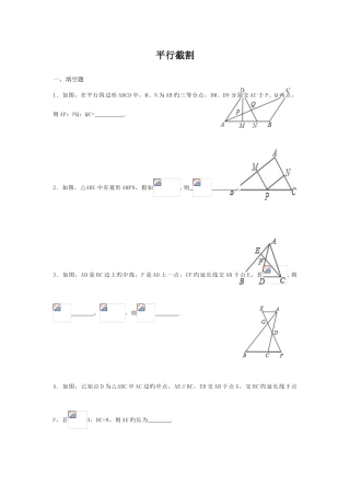 2025年新课标八年级数学竞赛培训平行截割