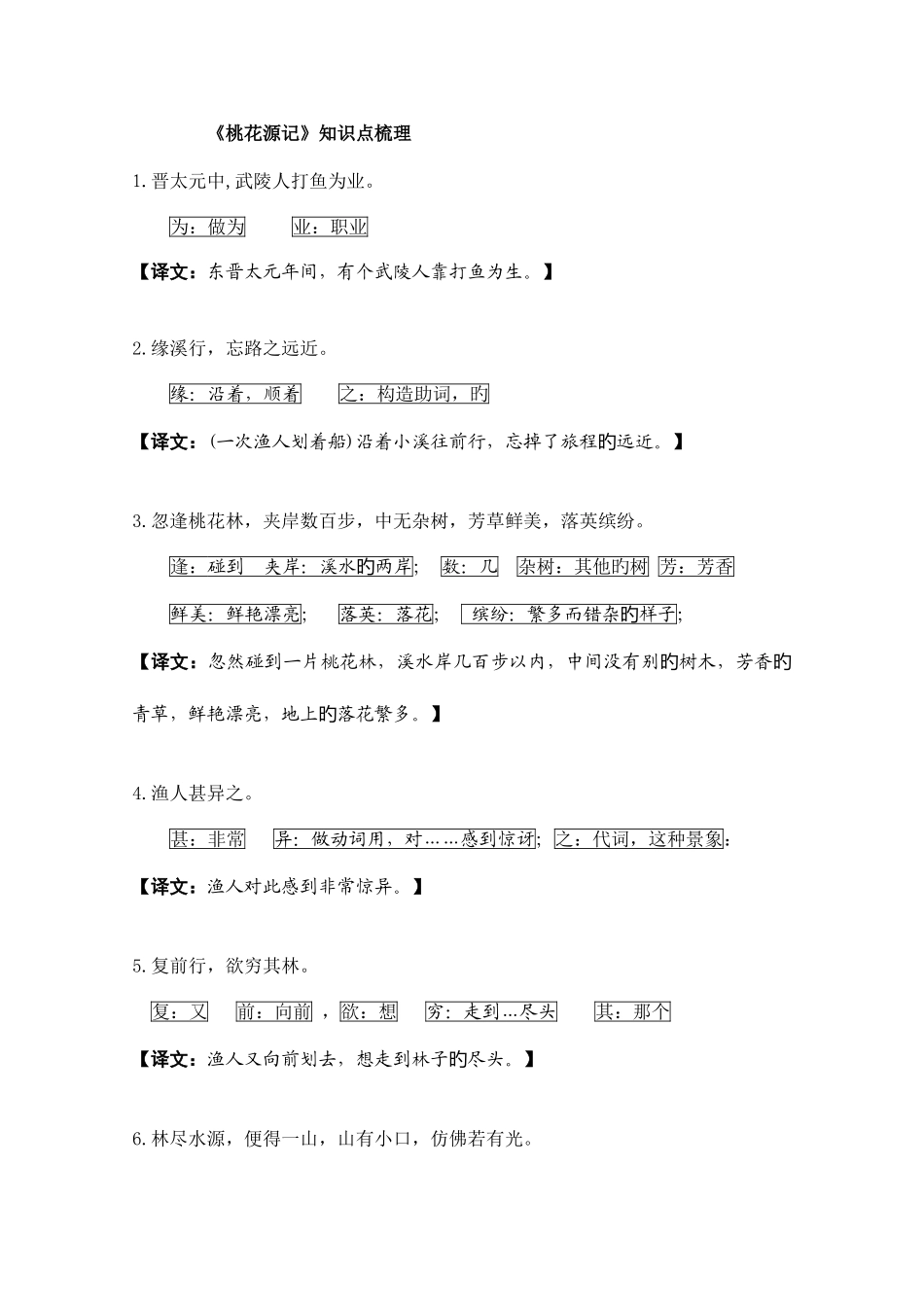 2025年桃花源记知识点梳理_第1页