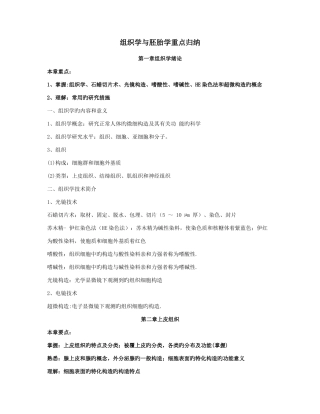 2025年新版组织学与胚胎学重点归纳