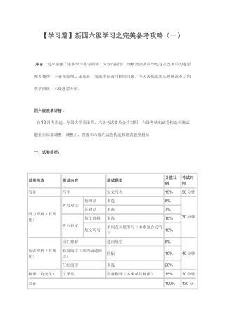 2025年新四六级学习之完美备考攻略