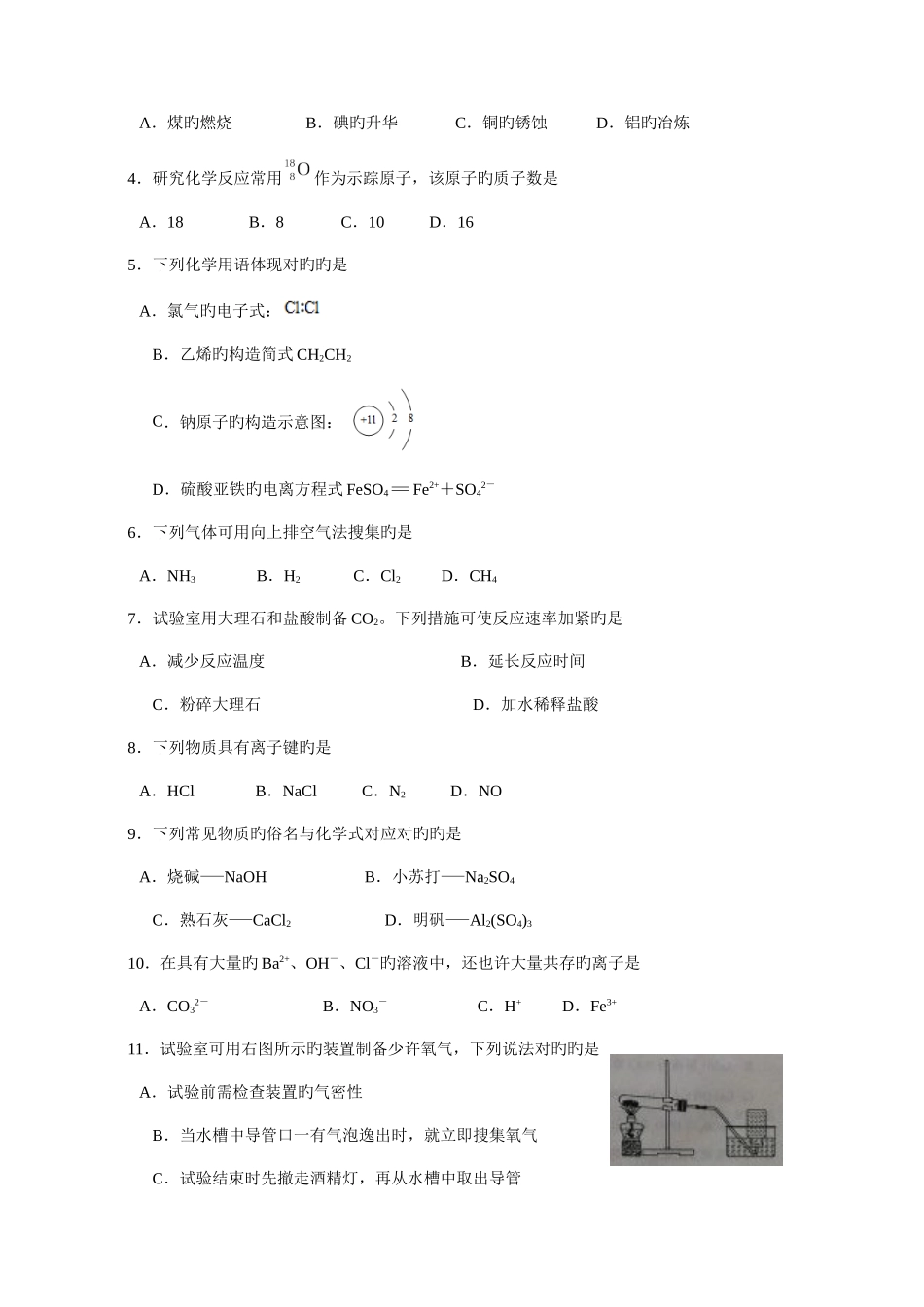 2025年江苏学业水平测试题化学_第2页