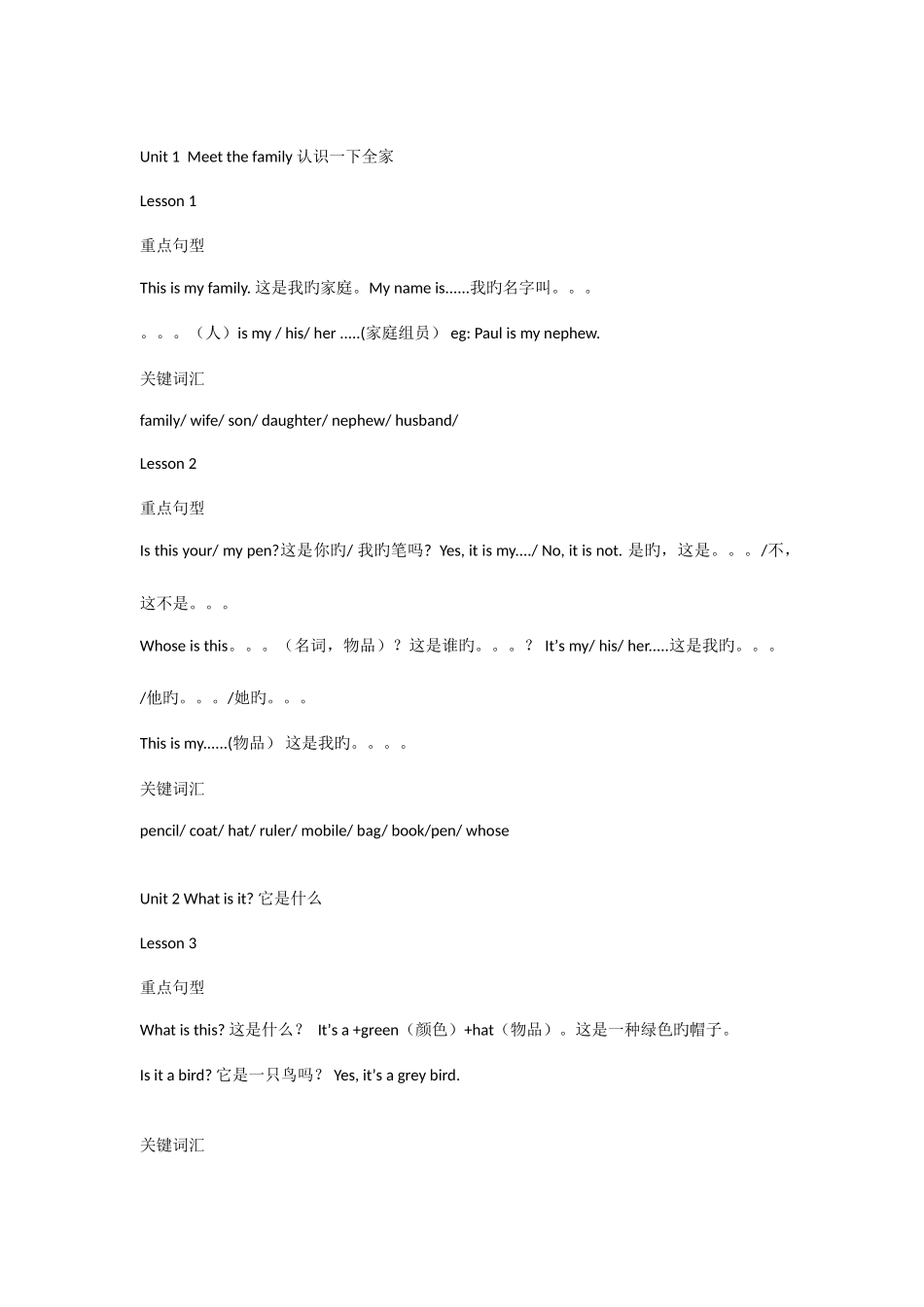 2025年新概念青少版1A知识点_第1页