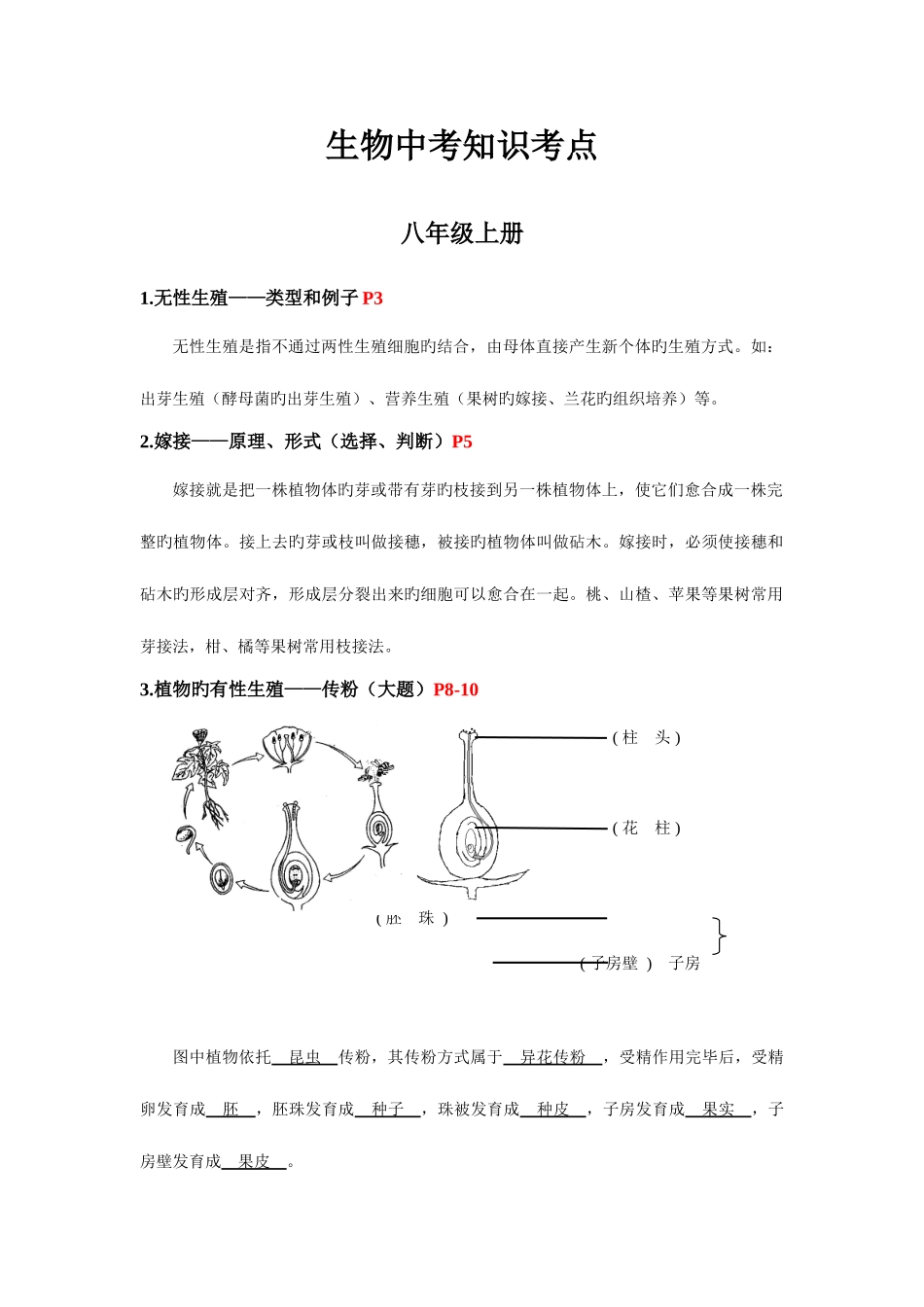 2025年生物中考知识考点上下册人教版全套_第1页