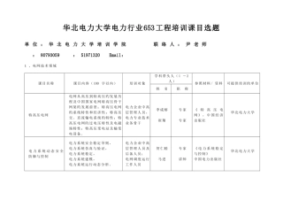 2025年电力行业继续教育培训课目选题登记表