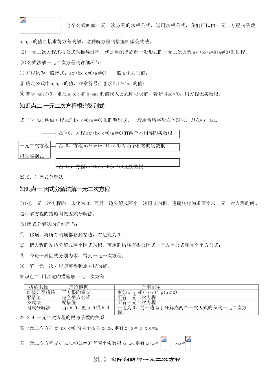 2025年人教版初中九年级数学上册知识点笔记总结_第2页