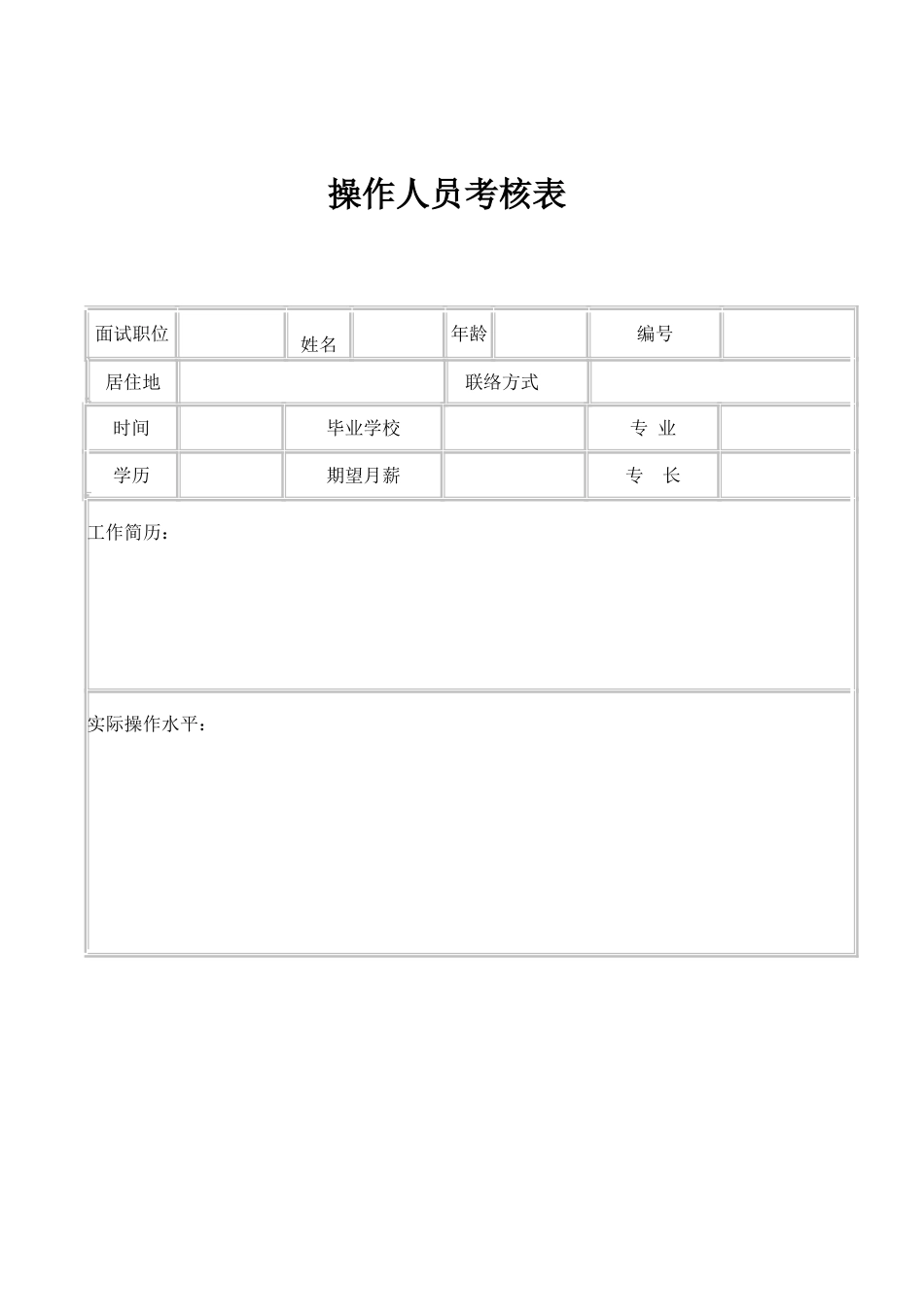 2025年招聘人员面试考核表_第2页