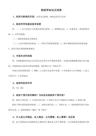 2025年有价值财政学知识点列表