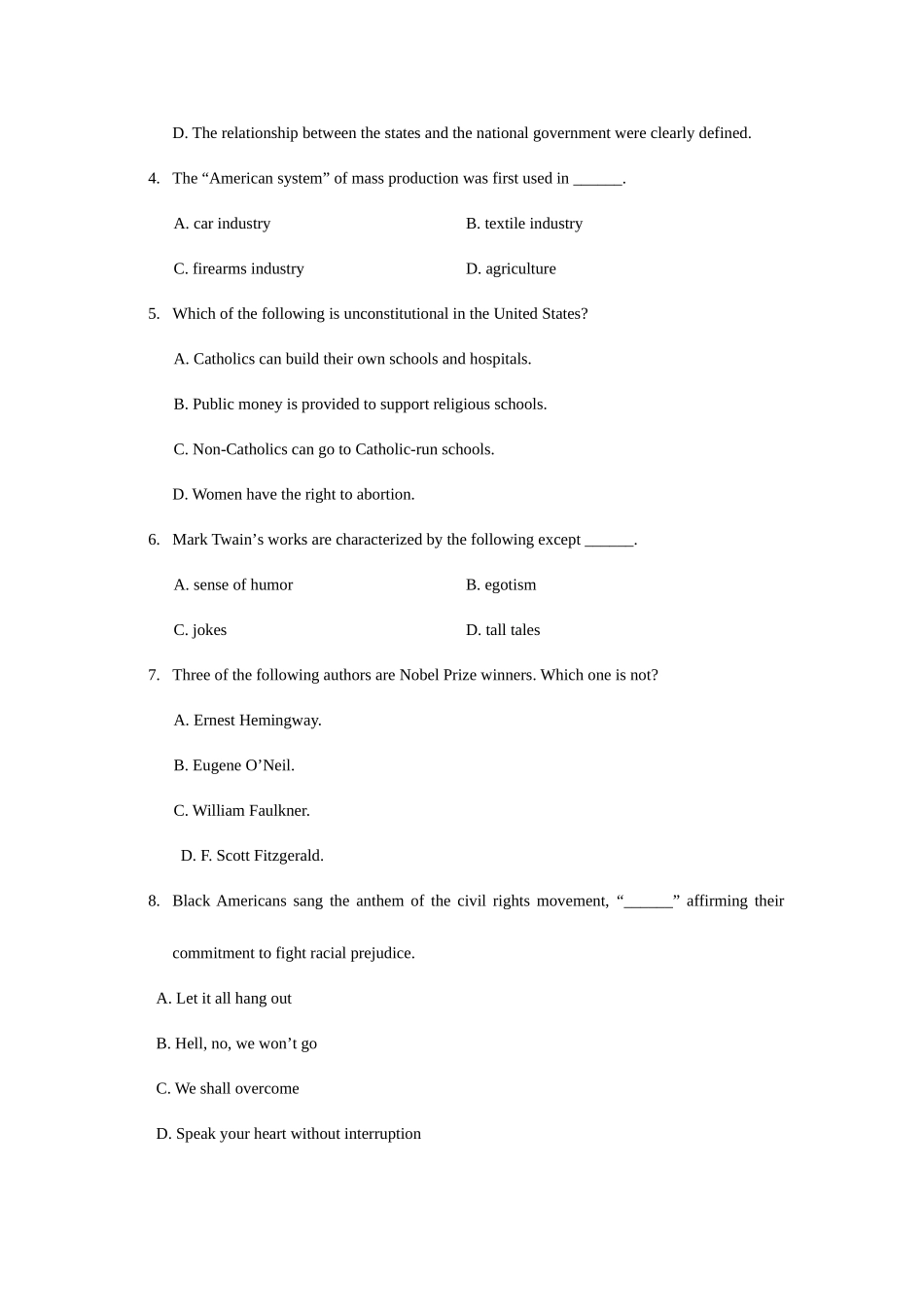 2025年湖南电大1月英语国家概况资料试题_第3页