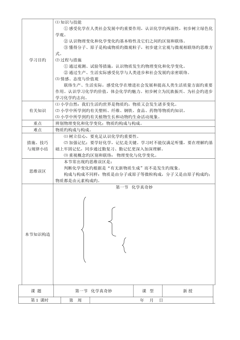 2025年新鲁教版九年级化学上册全册教案_第3页