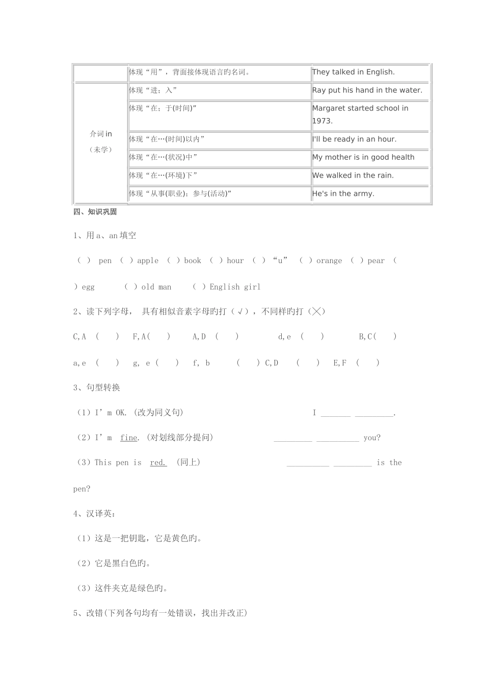 2025年新新课标七年级上册英语预备单元知识点及练习题_第3页