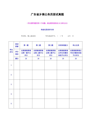 2025年广东省乡镇公务员面试真题含评分要素