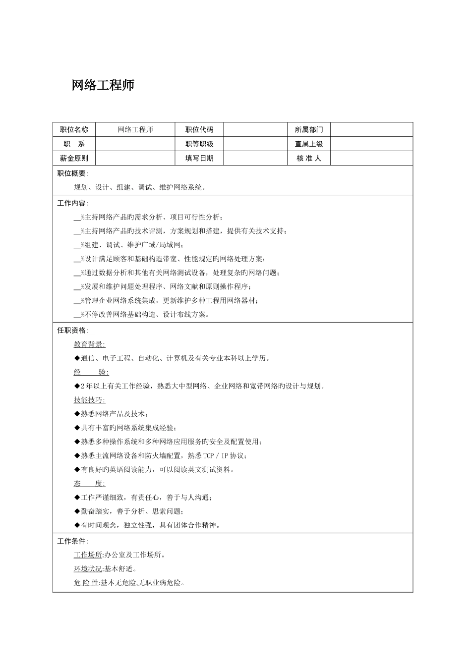 2025年网络工程师岗位职责_第1页