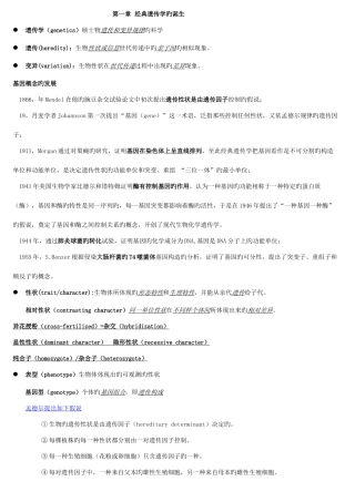 2025年赵寿元现代遗传学知识点整理
