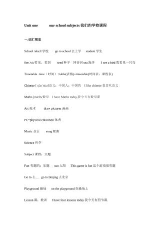 2025年苏教版四年级英语下知识点总结