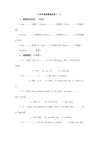 2025年小升初英语试卷及答案