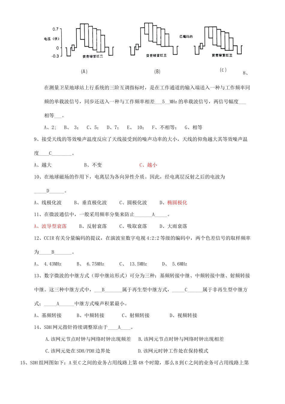 2025年广播电视传输系统技术能手竞赛试题完整答案版_第3页