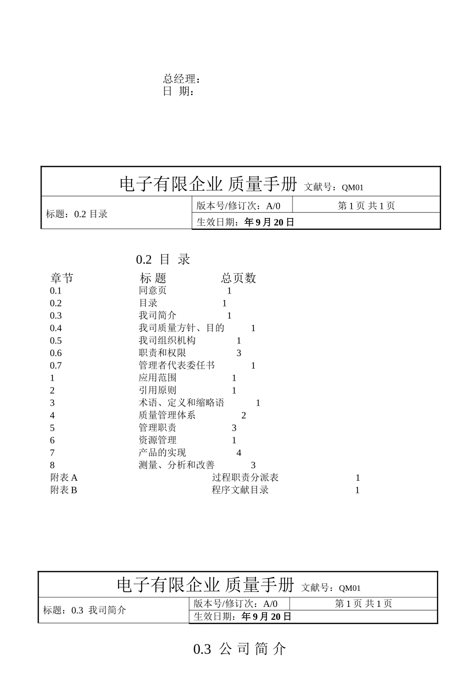 2025年电子有限公司质量手册全册_第2页