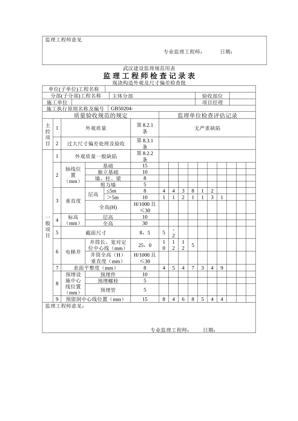 2025年监理工程师检查记录表_第2页