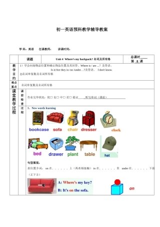 2025年小升初英语教案七年级Unit知识名词专题