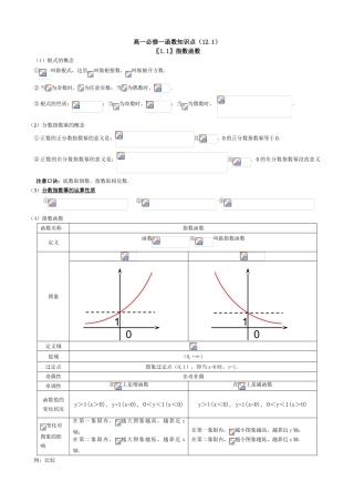 2025年高一必修一基本初等函数知识点总结归纳