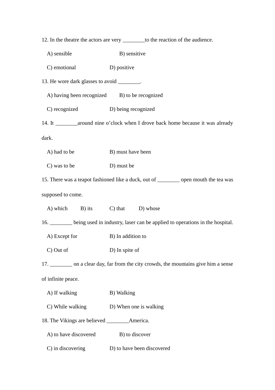 2025年成人高等教育本科毕业生学士学位英语考试样题_第3页