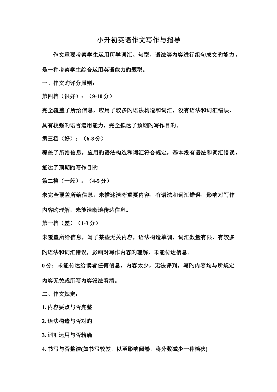 2025年小升初英语作文写作与指导_第1页