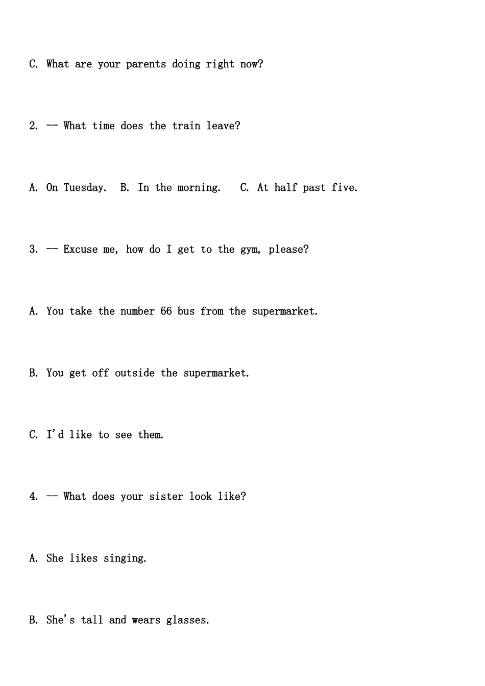 2025年电大英语I试题后附答案_第2页