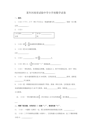 2025年河南省实验中学小升初数学试卷