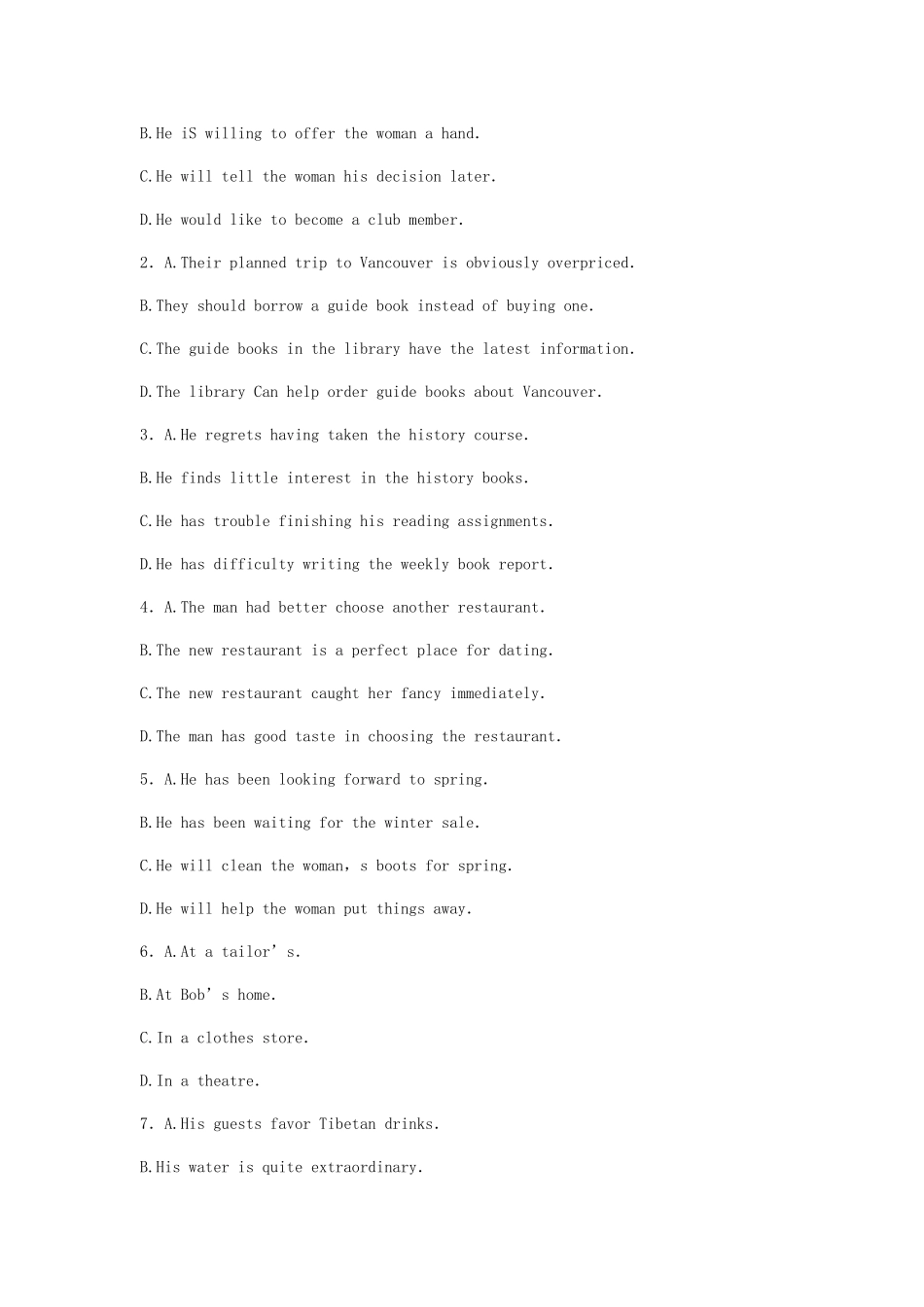 2025年6月英语四级考试真题及答案_第2页