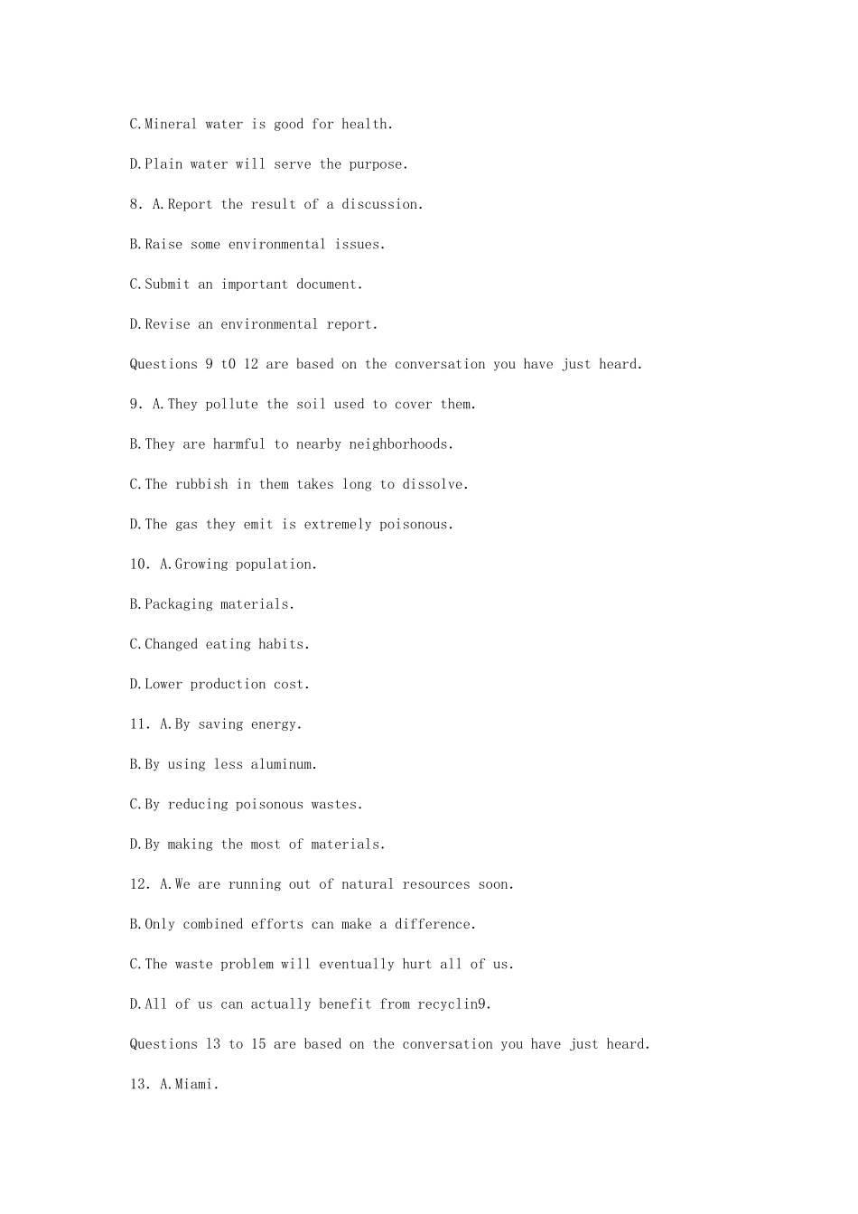 2025年6月英语四级考试真题及答案_第3页