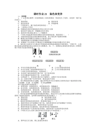 2025年高考生物人教版一轮复习题库必修2基因突变及其他变异染色体变异练习