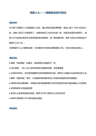 2025年洞察人心精准面试技巧培训