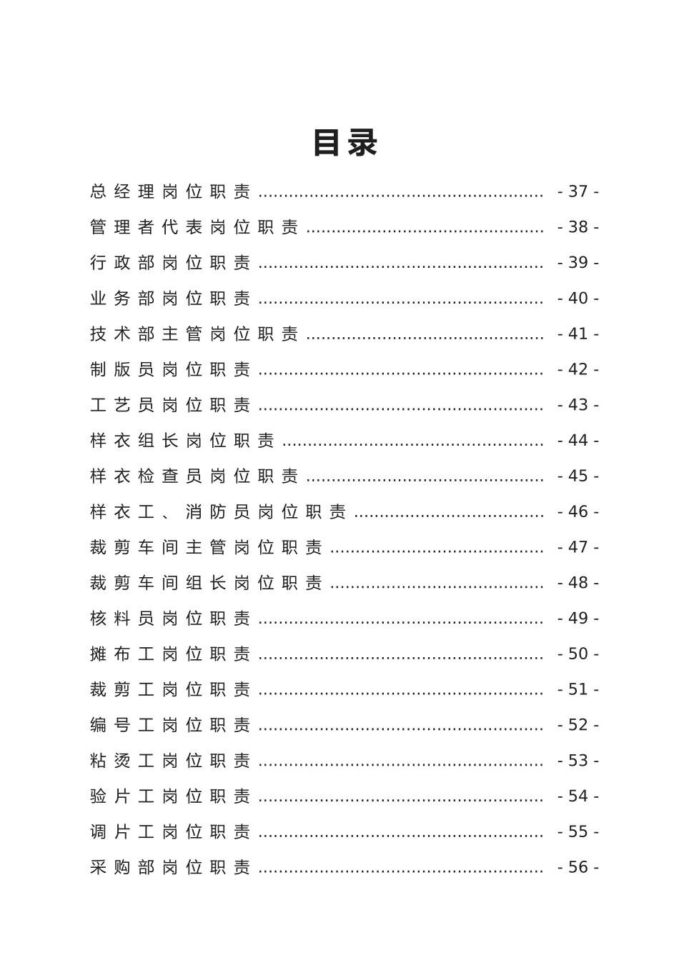 2025年服装厂全套岗位职责管理制度_第1页