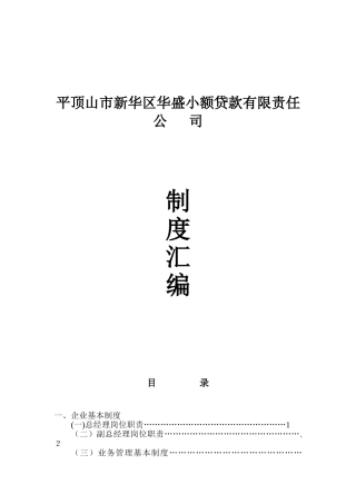 2025年huasheng小额贷款公司制度全套范本