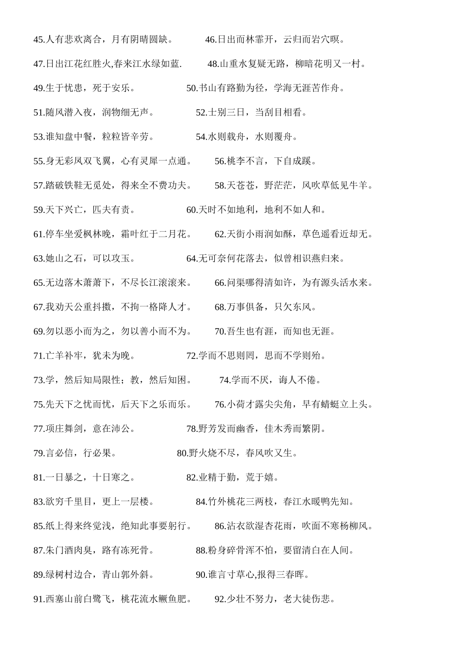 2025年小学语文名言警句必背100句_第2页