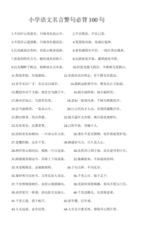 2025年小学语文名言警句必背100句