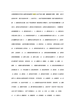 2025年知识产权考试考点版整理