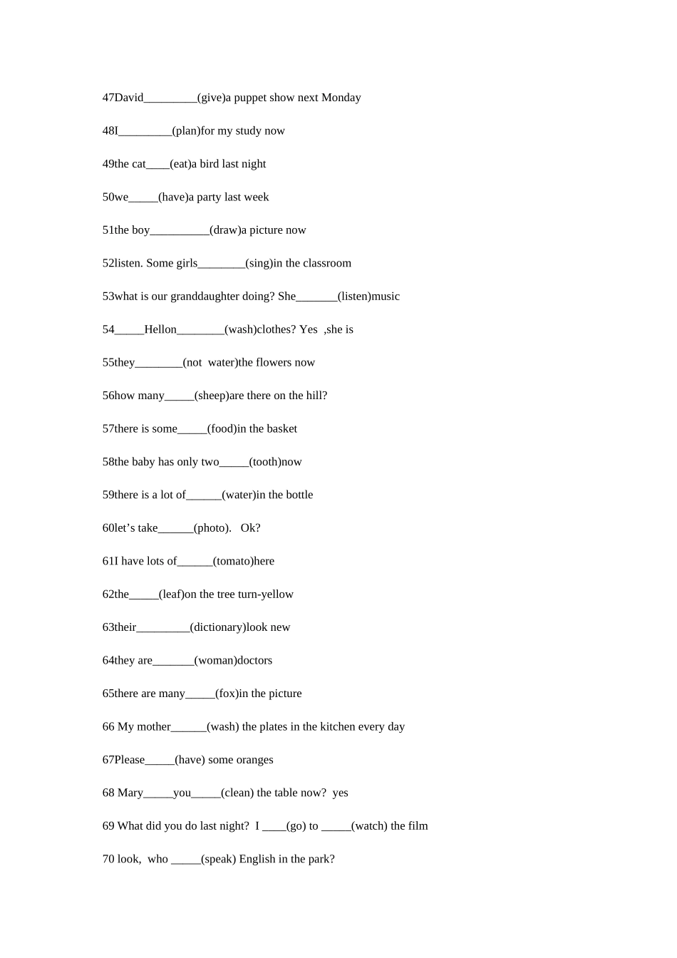 2025年小升初英语专项练习用词的适当形式填空_第3页