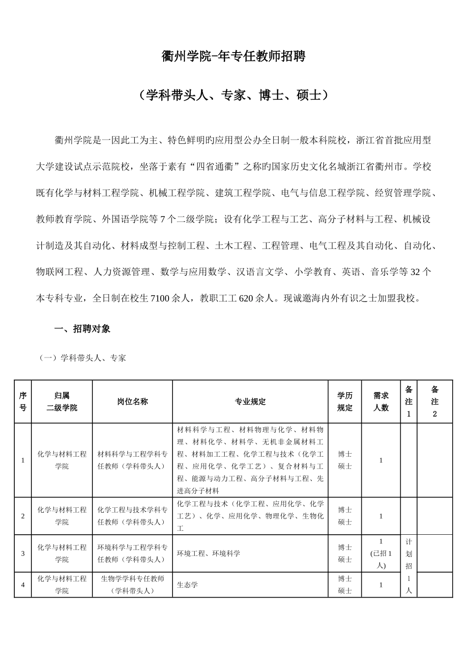 2025年衢州学院专任教师招聘_第1页