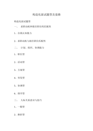 2025年结构化面试题型及套路