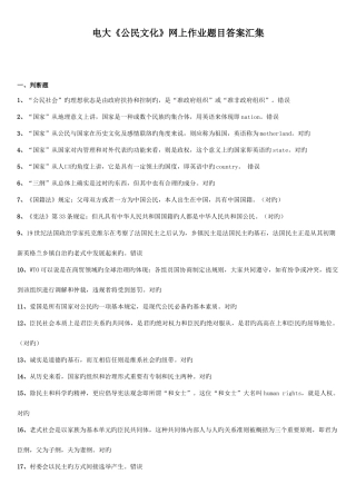 2025年电大公民文化网上作业题目汇集