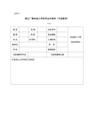 2025年电大各类奖学金表格