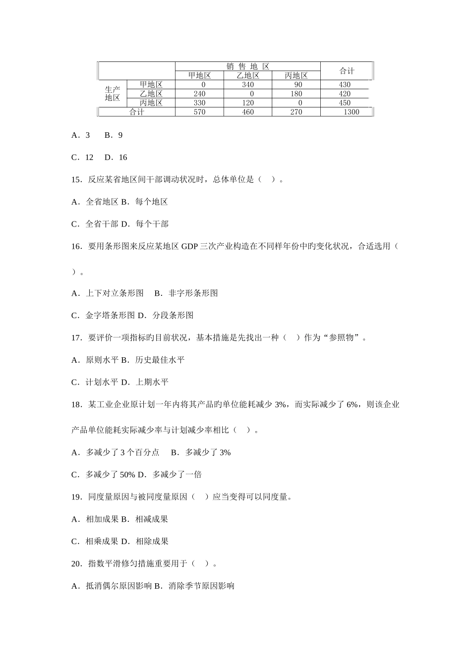 2025年小张统计初级统计师统计和实务真题+答案_第3页