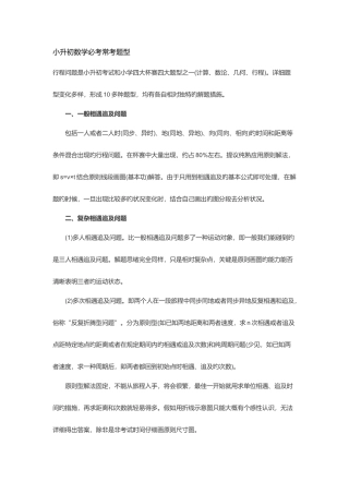 2025年小升初数学必考常考题型