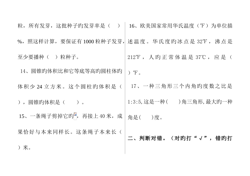 2025年小升初数学试题_第3页